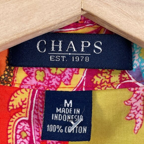 Chaps Womens Medium Paisley Button Up Shirt Vibrant Colorful Blouse 3/4 Sleeve - Picture 4 of 8